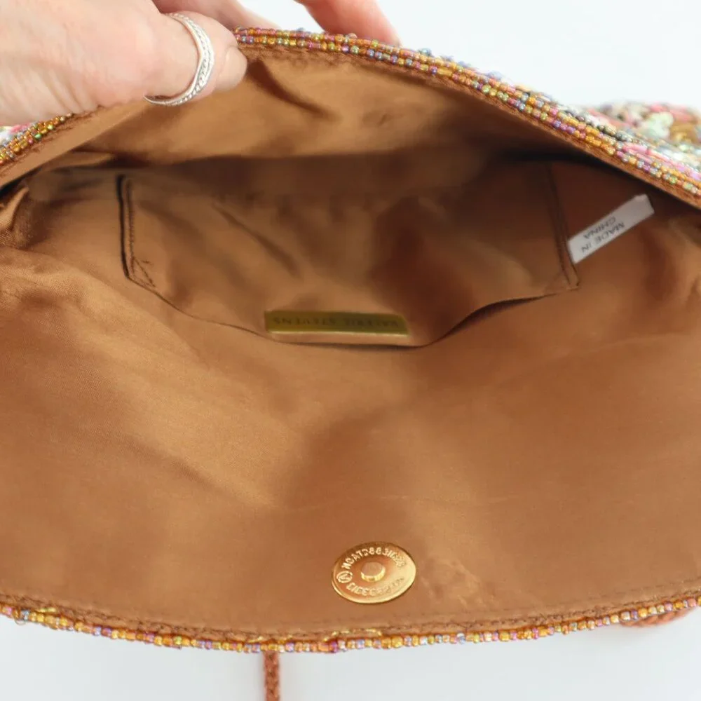 Valerie Stevens Embellished Purse Women O/S Brown Boho Chic Art To Wear Festival